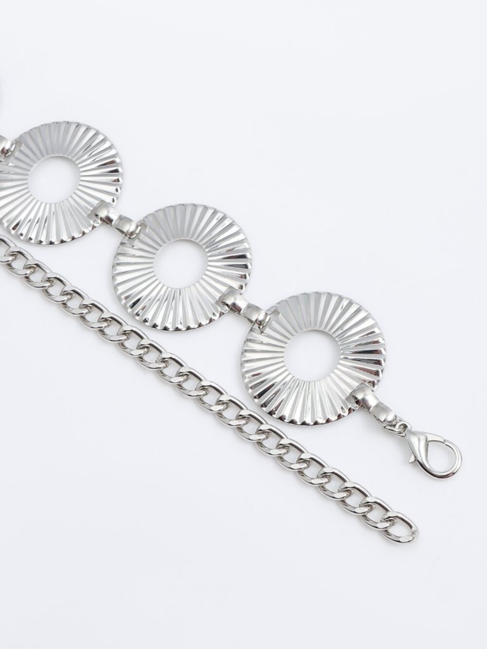 2/$30 NWT Silver Circle Chain Belt Sunburst Disco Layering Metal Waist Concho - Picture 6 of 8